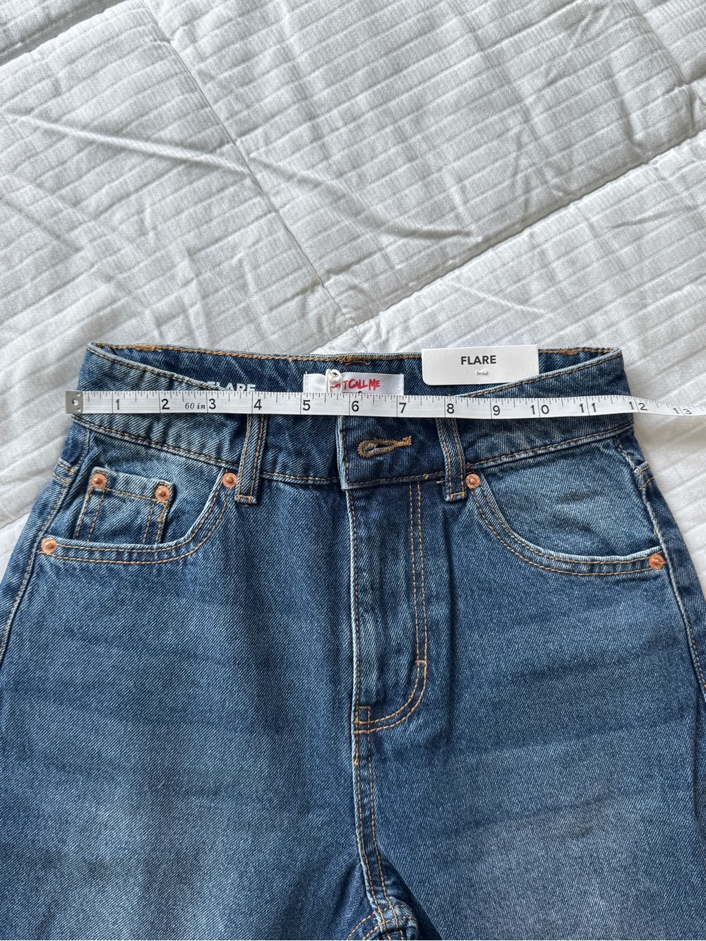 Don’t Call Me Jennyfer y2k distressed medium wash high rise flare jeans size 2 - Picture 5 of 10